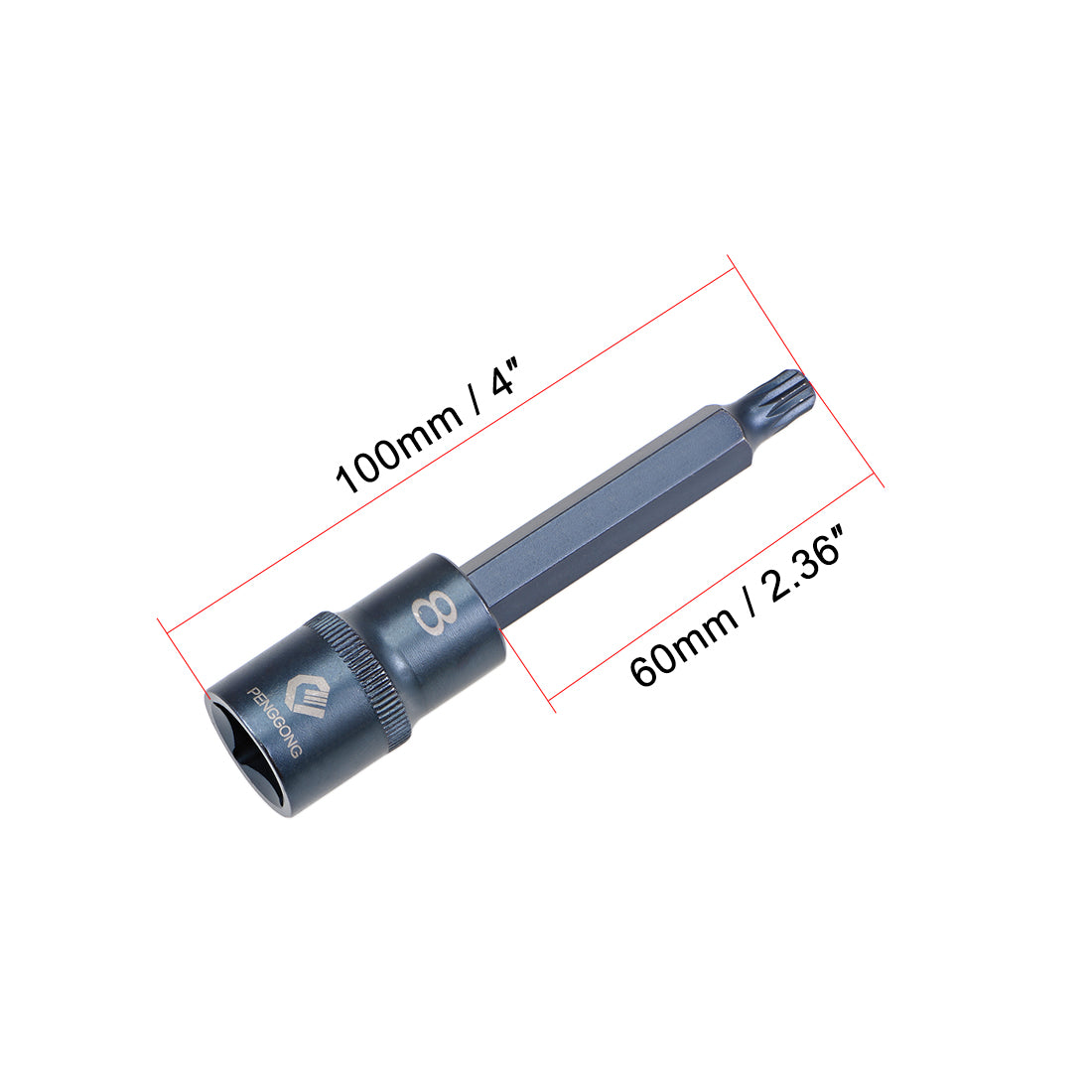 uxcell Uxcell Drive M Bit Sockel S2 Stahl 1/2 Inch 100mm Länge bläuen