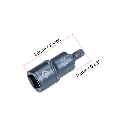 Harfington Uxcell 1/2-Inch Drive x M8 Triple Square Spline Bit Socket, Metric 2" Length