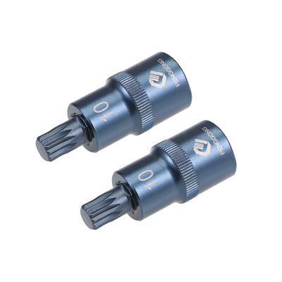 Harfington Uxcell 2 Pcs 1/2-Inch Drive x M10 Triple Square Spline Bit Socket, Metric 2" Length