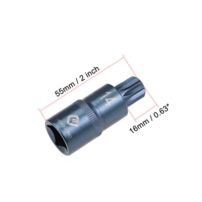 Harfington Uxcell 2 Pcs 1/2-Inch Drive x M14 Triple Square Spline Bit Socket, Metric 2" Length