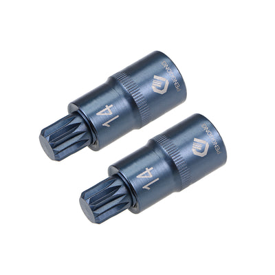 Harfington Uxcell 2 Pcs 1/2-Inch Drive x M14 Triple Square Spline Bit Socket, Metric 2" Length