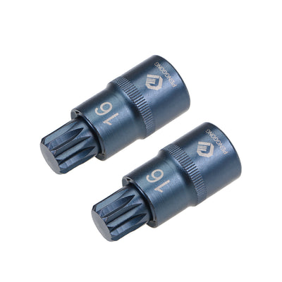 Harfington Uxcell 2 Pcs 1/2-Inch Drive x M16 Triple Square Spline Bit Socket, Metric 2" Length