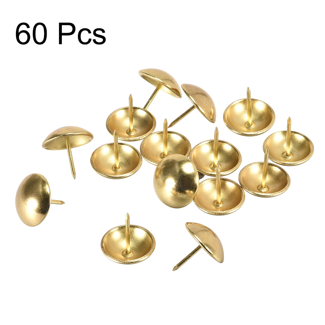 uxcell Uxcell Upholstery Nails Tacks 18mm Dia 17mm Height Round Thumb Push Pins Gold Tone 60 Pcs