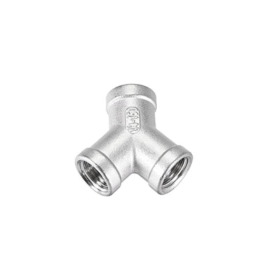 Harfington Uxcell Stainless Steel 304 Cast Pipe Fitting 1/4 BSPT Female Class 150 Y  Shaped Connector Coupler