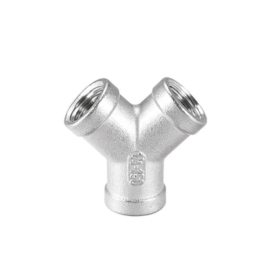 Harfington Uxcell Stainless Steel 304 Cast Pipe Fitting 1/4 BSPT Female Class 150 Y  Shaped Connector Coupler