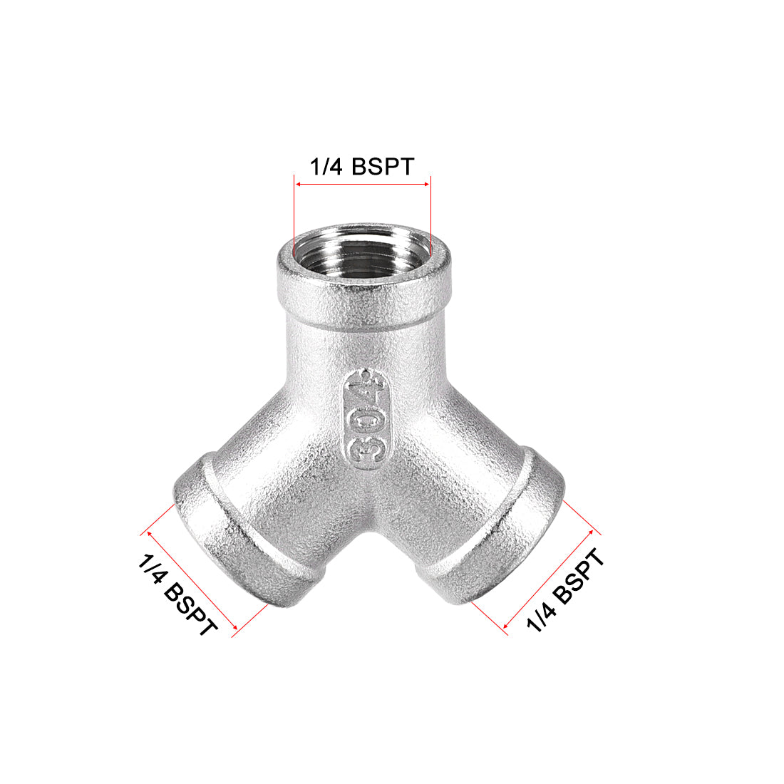 uxcell Uxcell Stainless Steel 304 Cast Pipe Fitting 1/4 BSPT Female Class 150 Y  Shaped Connector Coupler 2pcs