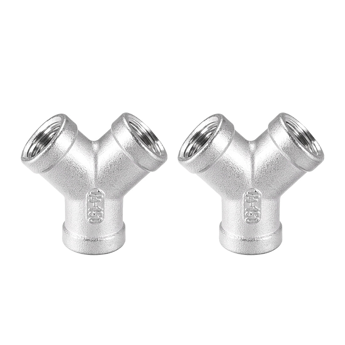 uxcell Uxcell Stainless Steel 304 Cast Pipe Fitting 1/4 BSPT Female Class 150 Y  Shaped Connector Coupler 2pcs