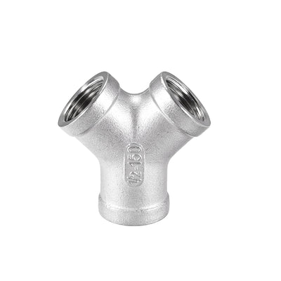 Harfington Uxcell Stainless Steel 304 Cast Pipe Fitting 1/2 BSPT Female Class 150 Y  Shaped Connector Coupler