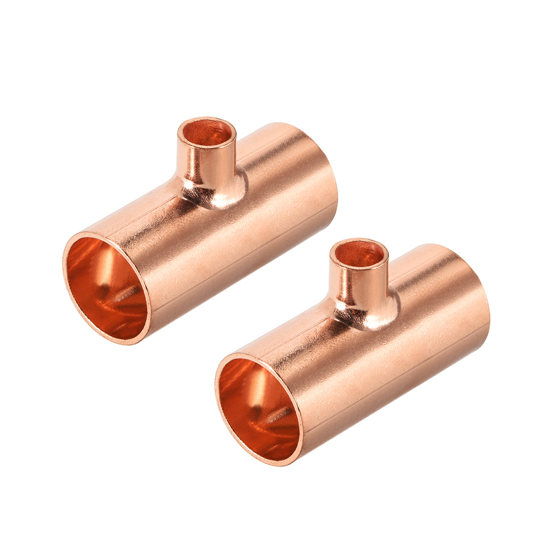 uxcell Uxcell 5/8-inch x 1/4-inch x 5/8-inch Copper Reducing Tee Copper Pressure Pipe Fitting Conector  for Plumbing Supply and Refrigeration 2pcs