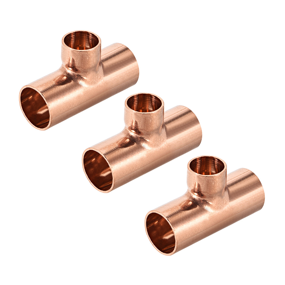 uxcell Uxcell 5/8-inch x 1/2-inch x 5/8-inch Copper Reducing Tee Copper Pressure Pipe Fitting Conector  for Plumbing Supply and Refrigeration 3pcs