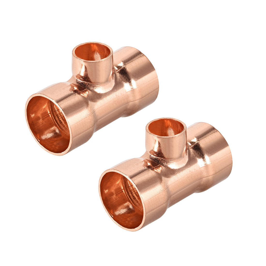 uxcell Uxcell 7/8-inch x 1/2-inch x 7/8-inch Copper Reducing Tee Copper Pressure Pipe Fitting Conector  for Plumbing Supply and Refrigeration 2pcs