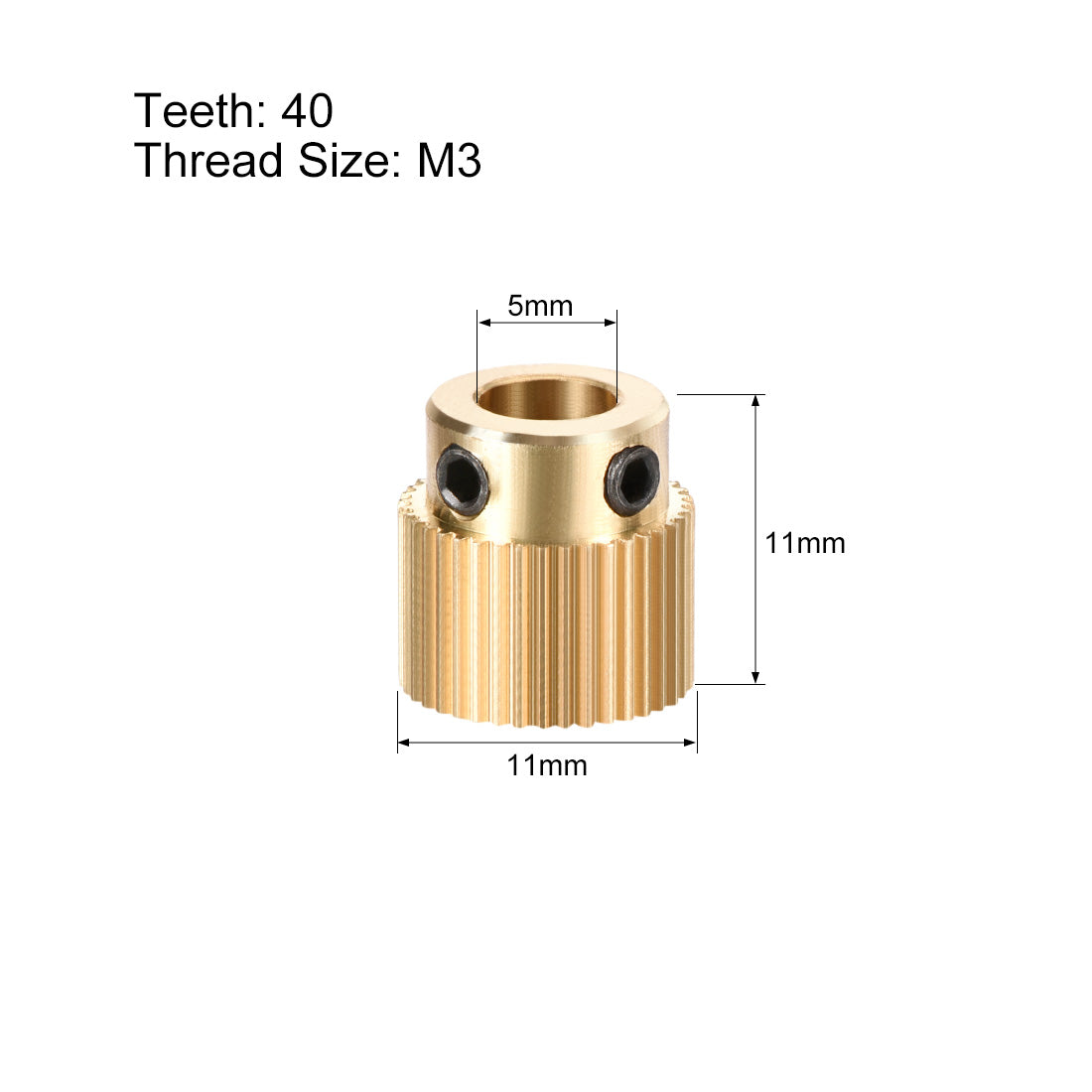 uxcell Uxcell Brass Drive Gear Extruder Wheel 40 Teeth 5mm Bore 2pcs