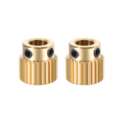 Harfington Uxcell Brass Drive Gear Extruder Wheel 26 Teeth 5mm Bore 2pcs