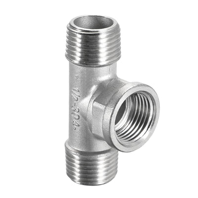 Harfington Uxcell Stainless Steel 304 Cast  Pipe Fitting 1/2 BSPT Male x 1/2 BSPT Femalex 1/2 BSPT Male Tee Shaped Connector Coupler