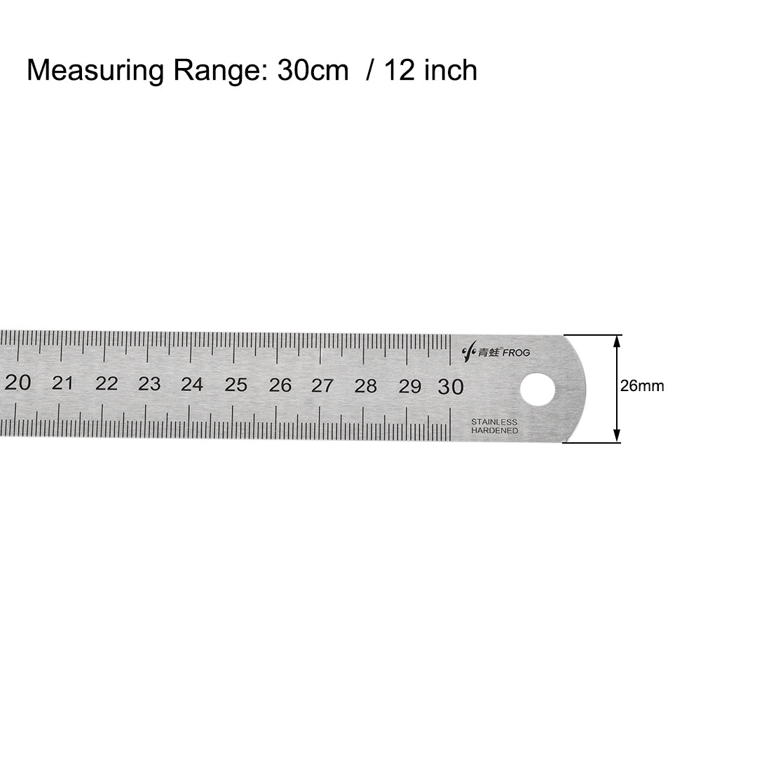 uxcell Uxcell Straight Ruler 30cm 12 Inch Metric Stainless Steel Measuring Tool with Hanging Hole