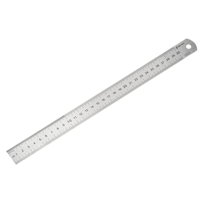 Harfington Uxcell Straight Ruler 30cm 12 Inch Metric Stainless Steel Measuring Tool with Hanging Hole