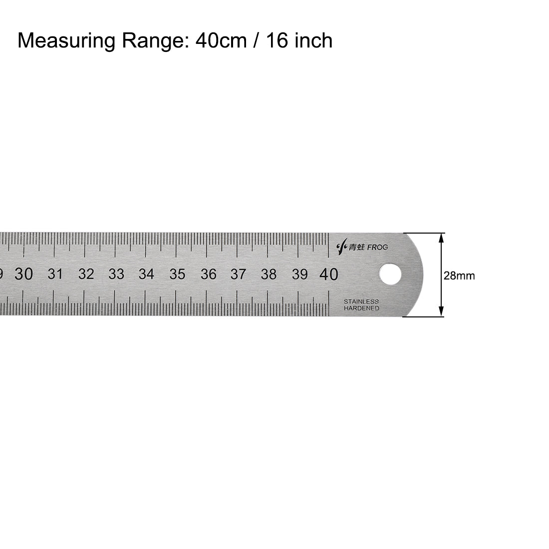 uxcell Uxcell Straight Ruler 40cm 16 Inch Metric Stainless Steel Measuring Tool with Hanging Hole