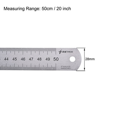 Harfington Uxcell Straight Ruler 50cm 20 Inch Metric Stainless Steel Measuring Tool with Hanging Hole