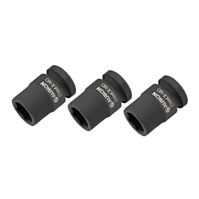 Harfington Uxcell 3 Pcs 1/2-Inch Drive by 15mm Shallow Impact Socket, Cr-Mo, 6-Point, Metric