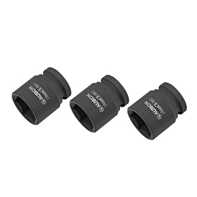 Harfington Uxcell 3 Pcs 1/2-Inch Drive by 24mm Shallow Impact Socket, Cr-Mo, 6-Point, Metric