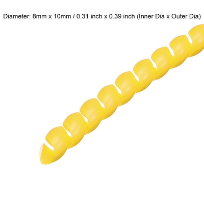 Harfington Uxcell Flexible Spiral Tube Wrap Cable Management Sleeve 8mm x 10mm Computer Wire Manage Cord 2 Meters Length Yellow