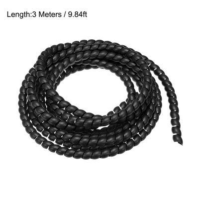 Harfington Uxcell Flexible Spiral Tube Wrap Cable Management Sleeve 10mm x 12mm Computer Wire Manage Cord 3 Meters Length Black