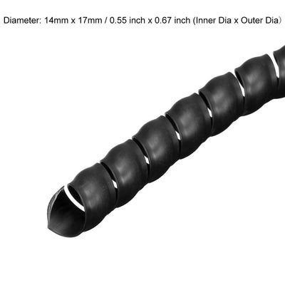 Harfington Uxcell Flexible Spiral Tube Wrap Cable Management Sleeve 14mm x 17mm Computer Wire Manage Cord 3.0 Meters Length Black