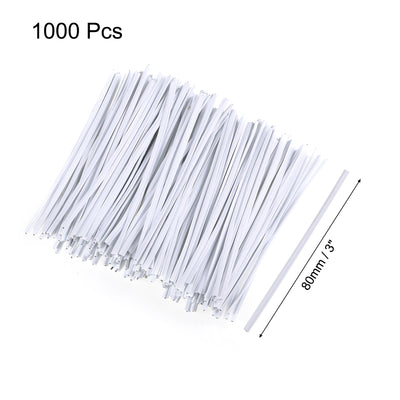 Harfington Uxcell 3 Inches Plastic Twist Ties Reusable Cable Cord Wire Ties White 1000pcs