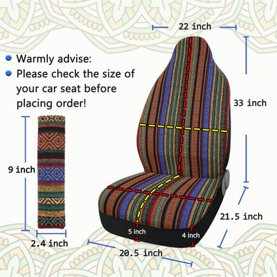 Harfington 2pcs Universal Front Seat Cover Baja Saddle Blanket Seat Cover Protectors with 2 Seat Belt Pad