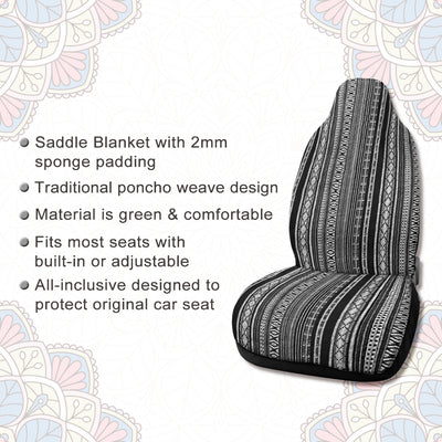 Harfington 2pcs Universal Front Seat Cover Baja Saddle Blanket Seat Cover Protectors with 2 Seat Belt Pad