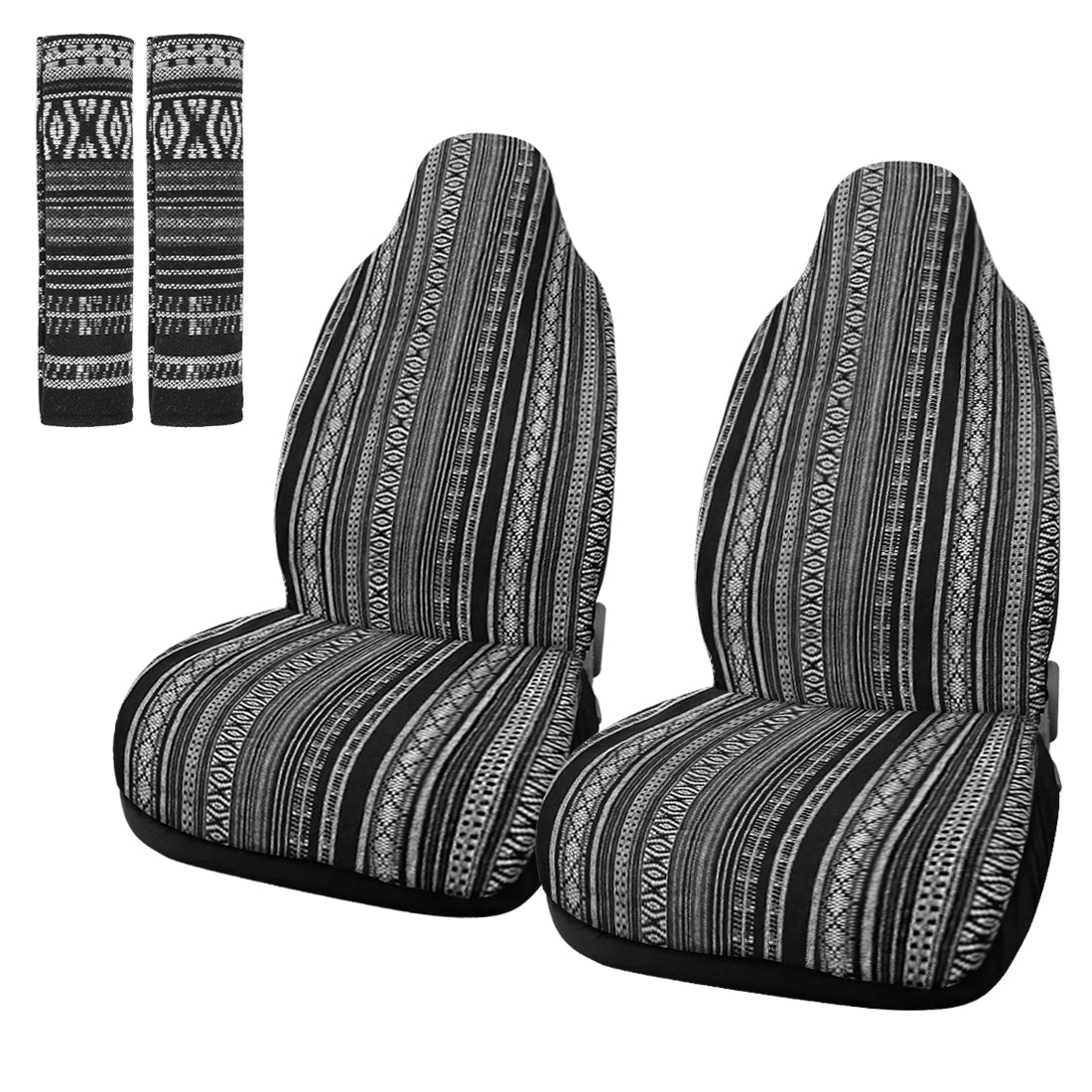 X AUTOHAUX 2pcs Universal Front Seat Cover Baja Saddle Blanket Seat Cover Protectors with 2 Seat Belt Pad