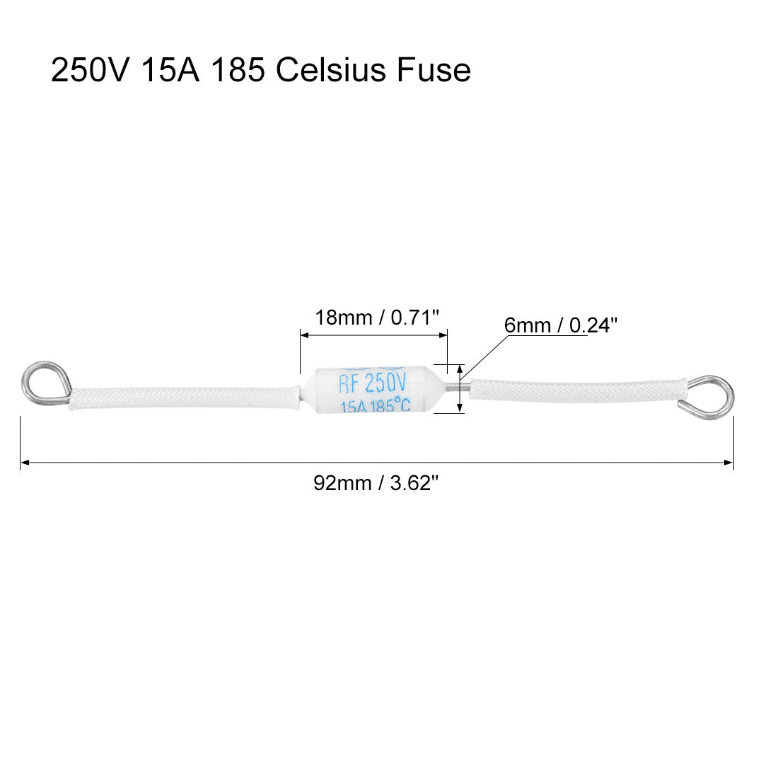 uxcell Uxcell 250V 15A 185 Celsius Circuit Cut-off Temperature Thermal Fuse Ceramics 10Pcs