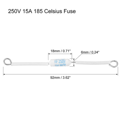 Harfington Uxcell 250V 15A 185 Celsius Circuit Cut-off Temperature Thermal Fuse Ceramics 10Pcs