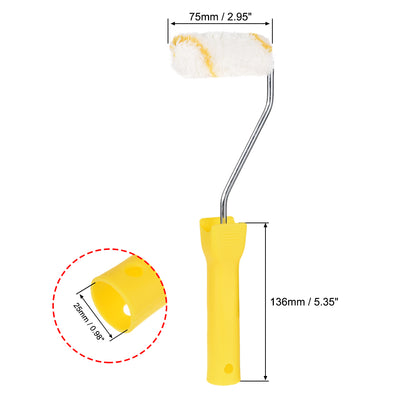 Harfington Uxcell 6xFarbroller Pinsel 3 Zoll 76mm für Haushalt Wandmalerei mit 1 Kunststoff Griff