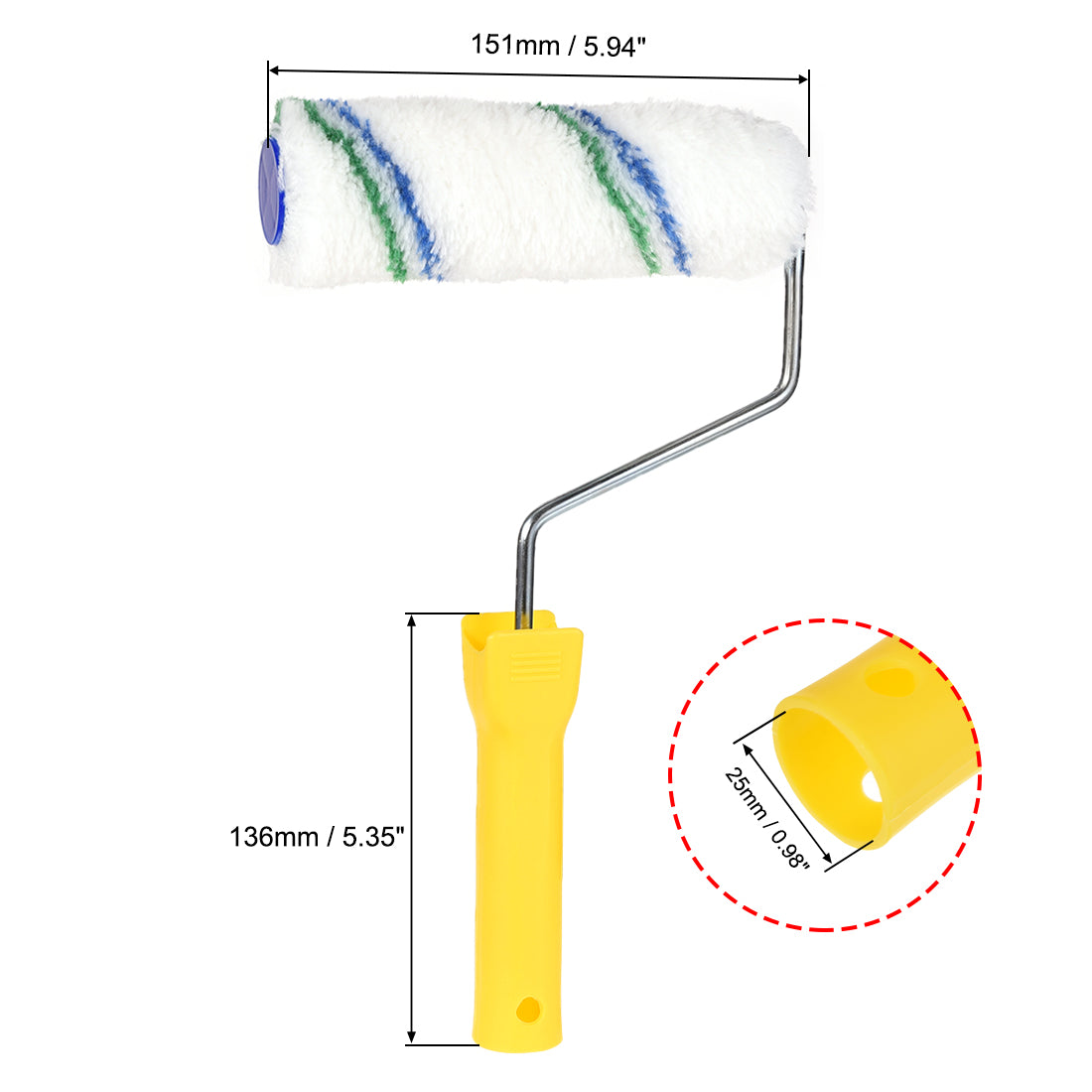 uxcell Uxcell Farbroller Pinsel 6 Zoll 151mm für Haushalt Wandmalerei mit Kunststoffgriff