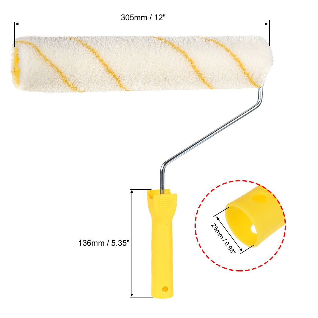 uxcell Uxcell Farbroller Pinsel 12 Zoll 305mm für Haushalt Wandmalerei mit Kunststoffgriff