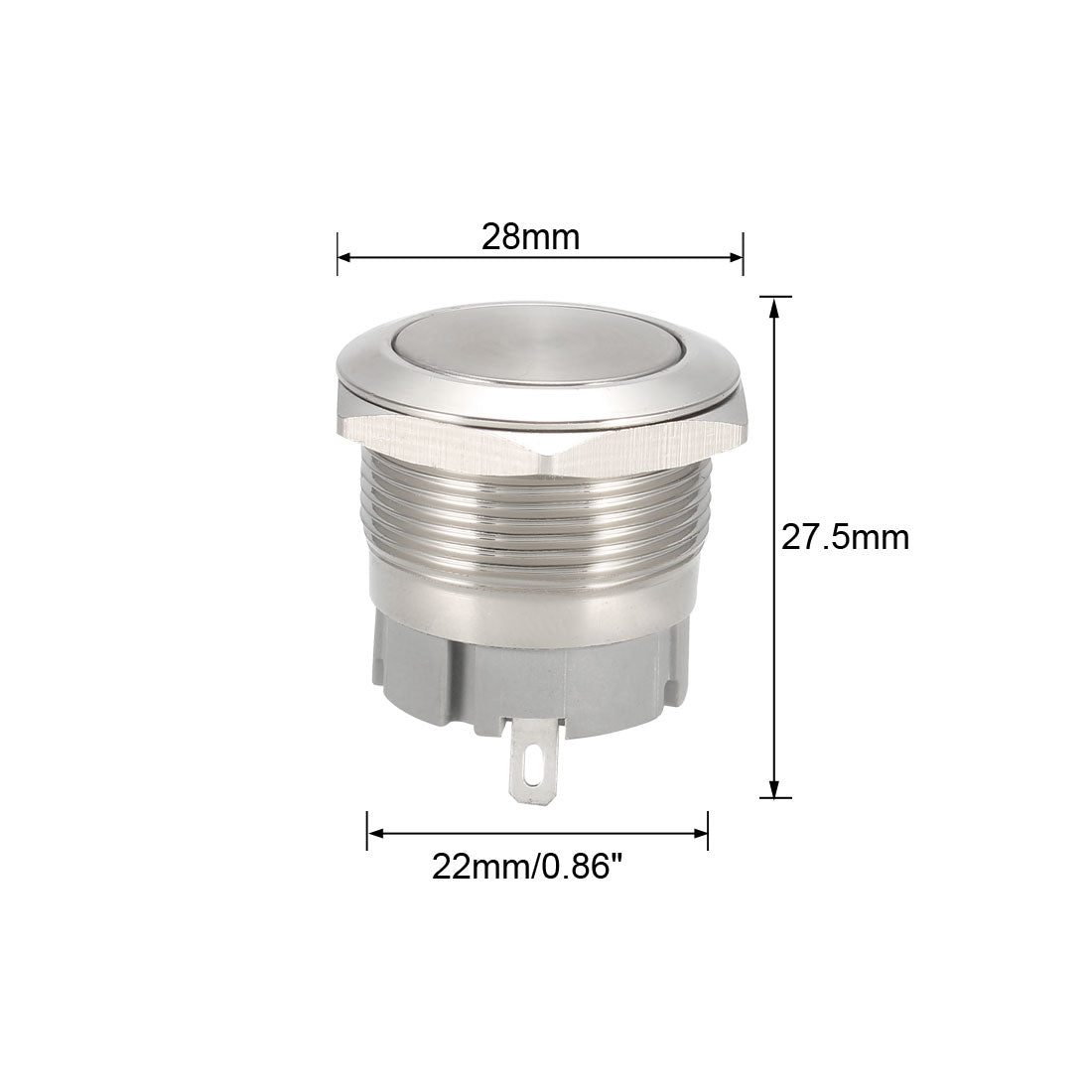 uxcell Uxcell Latching Metal Push Button Switch Flat Head 22mm Mounting Dia 1NO