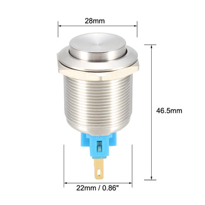 Harfington Uxcell Latching Metal Push Button Switch High Head 22mm Mounting Dia 1NO 1NC