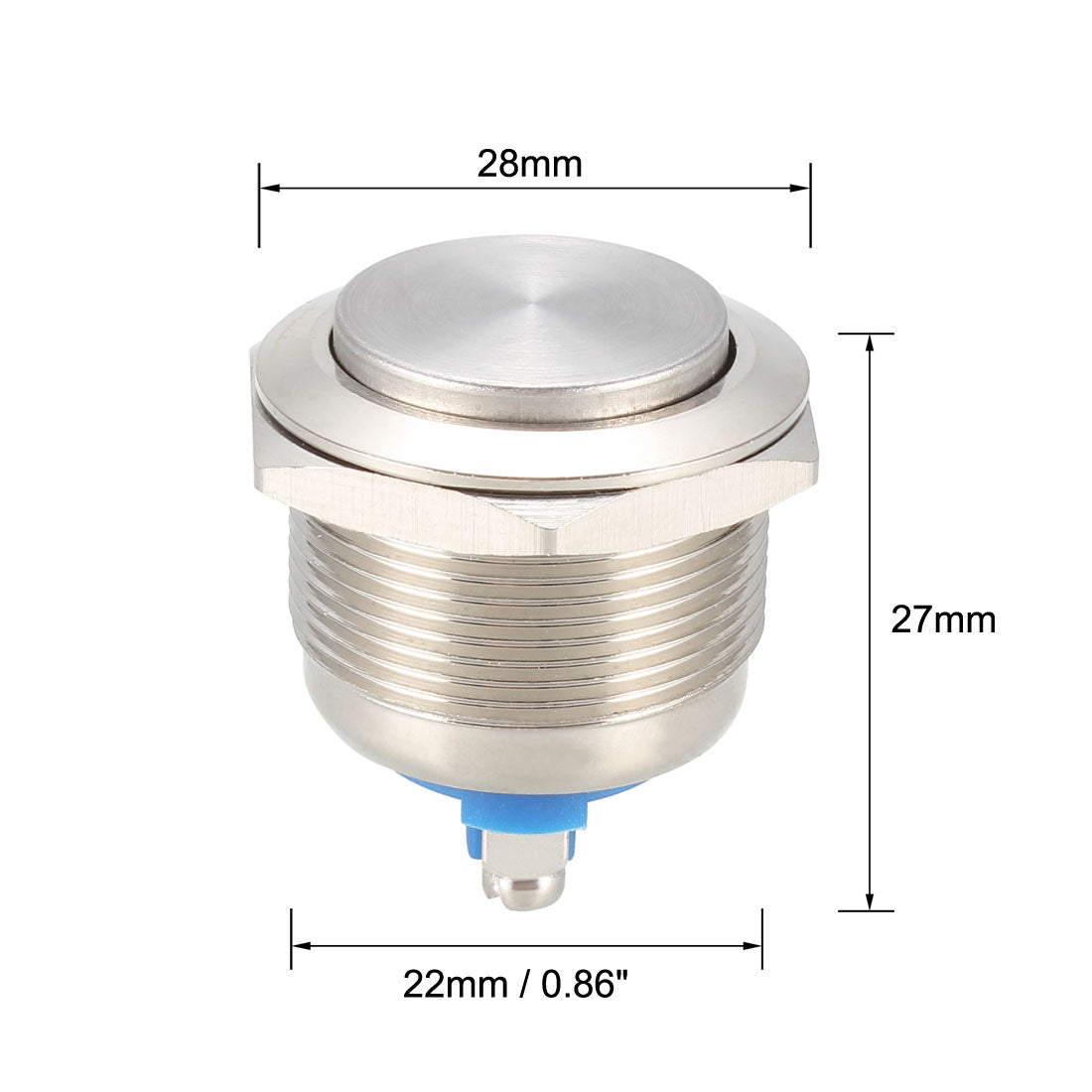 uxcell Uxcell 1 Stück Druckschalter, Hoher Kopf, 22 mm Durchm. 1NO, Momentary Metal