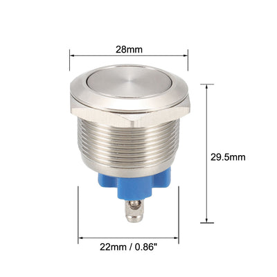 Harfington Uxcell Latching Metal Push Button Switch Flat Head 22mm Mounting Dia 1NO 1pcs