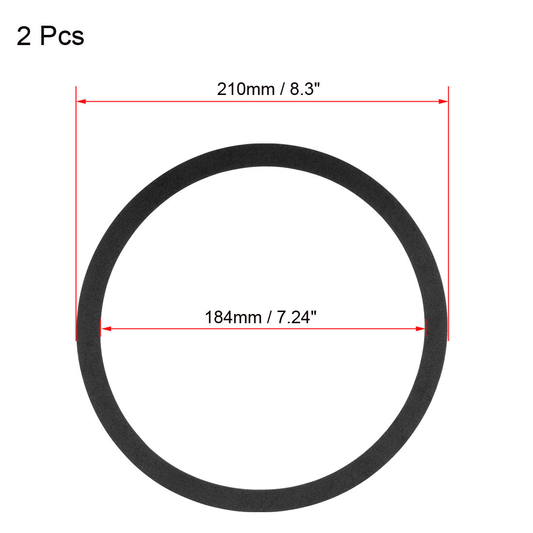 uxcell Uxcell Black 8 Inch EVA Foam Speaker Edge Surround Rings for Speaker Repair DIY 2Pcs