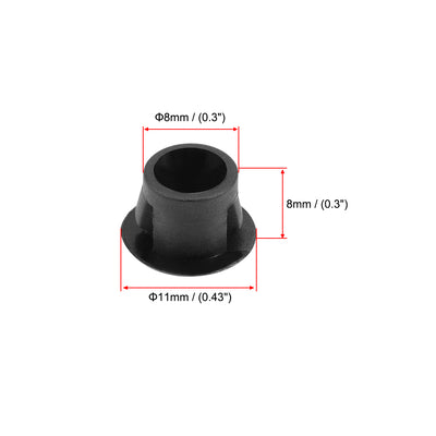 Harfington Uxcell Hole Plugs Black Plastic 8mm Snap in Locking Hole Tube Fastener Cover Flush Type Panel Plugs 100 Pcs