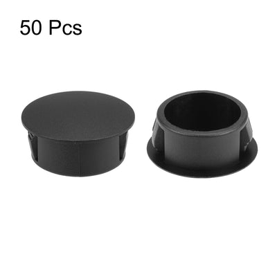 Harfington Uxcell Hole Plugs Black Plastic 22mm(7/8-inch) Snap in Locking Hole Tube Fastener Cover Flush Type Panel Plugs 50 Pcs