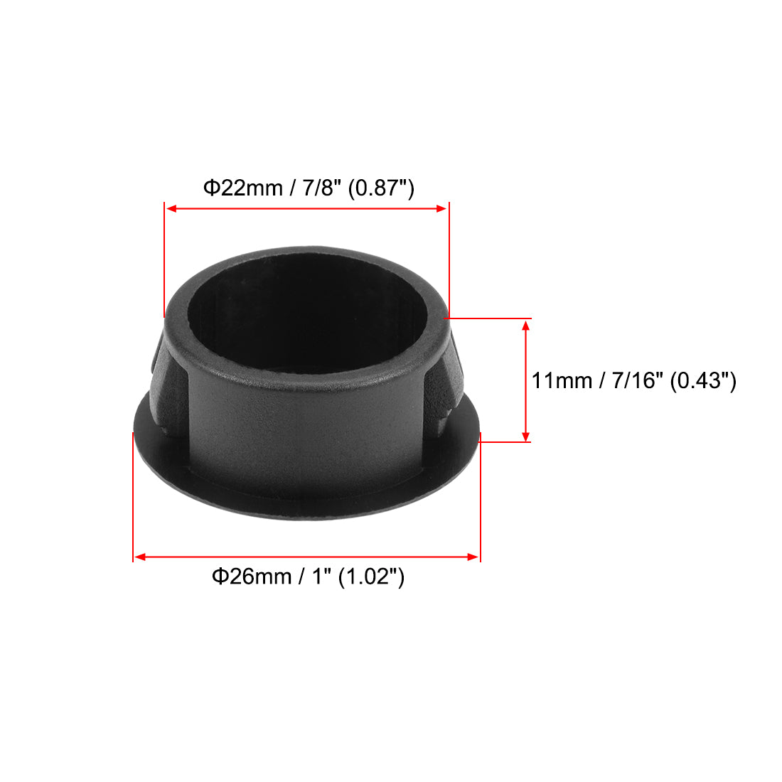 uxcell Uxcell Hole Plugs Black Plastic 22mm(7/8-inch) Snap in Locking Hole Tube Fastener Cover Flush Type Panel Plugs 50 Pcs