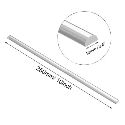 Harfington Uxcell 5mmx10mmx250mm Semicircle Shape Solid Acrylic Rod PMMA Extruded Bar Clear 4Pcs