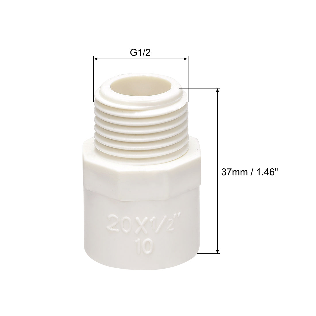 uxcell Uxcell 20mm Slip x G1/2 Male Thread PVC Pipe Fitting Adapter Connector 10Pcs