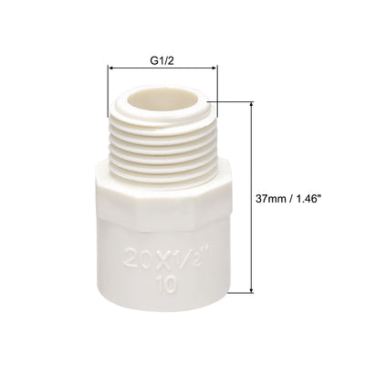 Harfington Uxcell 20mm Slip x G1/2 Male Thread PVC Pipe Fitting Adapter Connector 10Pcs