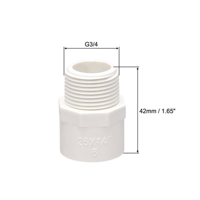 Harfington Uxcell 25mm Slip x G3/4 Male Thread PVC Pipe Fitting Adapter Connector 5Pcs