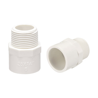 Harfington Uxcell 25mm Slip x G3/4 Male Thread PVC Pipe Fitting Adapter Connector 5Pcs