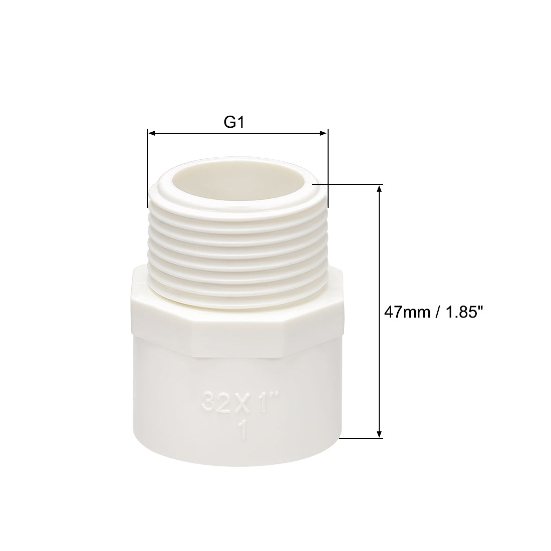 uxcell Uxcell 32mm Slip x G1 Male Thread PVC Pipe Fitting Adapter Connector 5Pcs